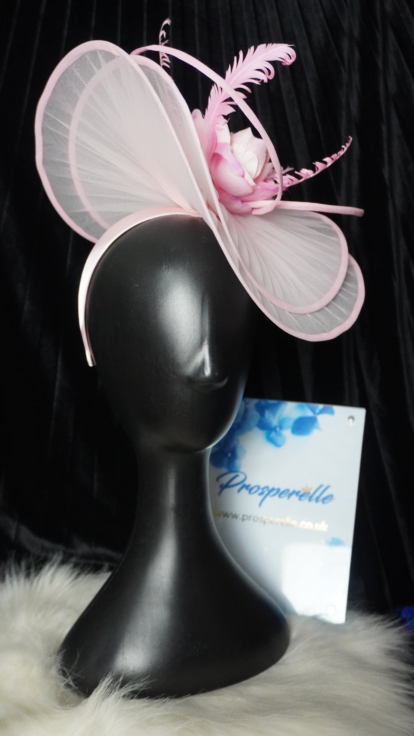 Large Pink Rose Fascinator Hat Prosperelle Millinery